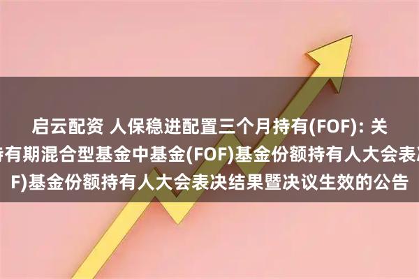 启云配资 人保稳进配置三个月持有(FOF): 关于人保稳进配置三个月持有期混合型基金中基金(FOF)基金份额持有人大会表决结果暨决议生效的公告